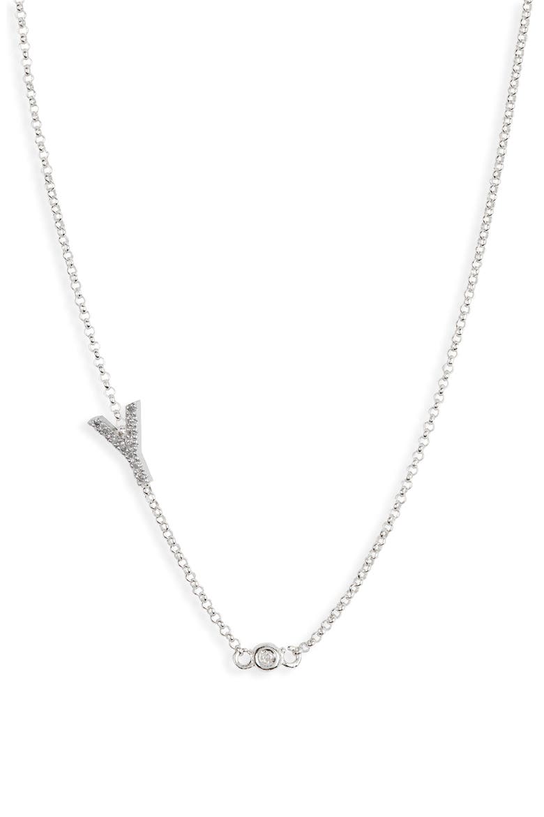 Bezel Diamond Initial Chain Necklace - 0.2ct., Main, color, WHITE-Y