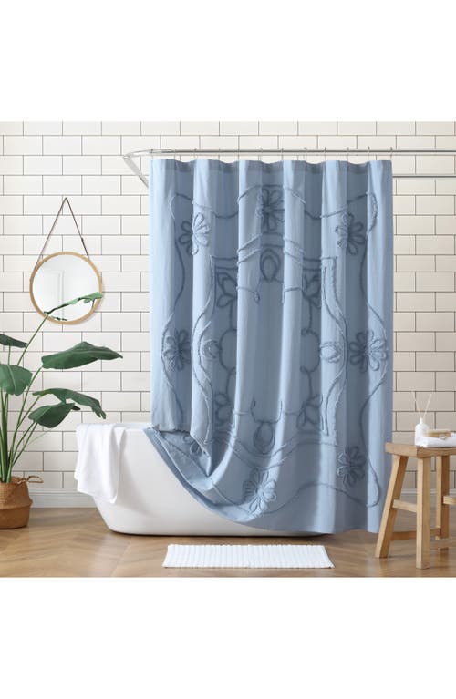 Peri Home Retro Scroll Shower Curtain In Blue