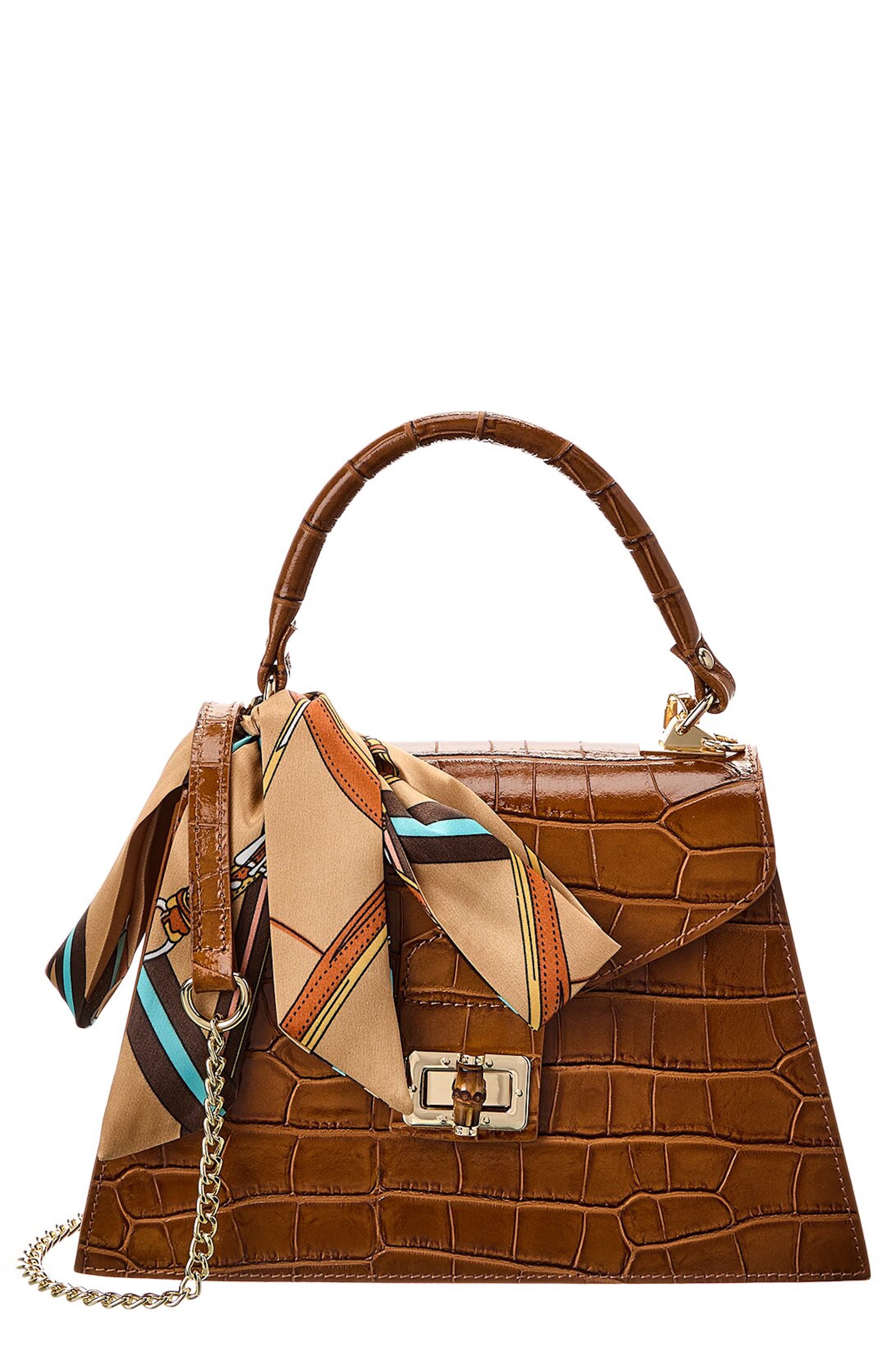 Persaman New York Marta Croc Embossed Satchel with Scarf