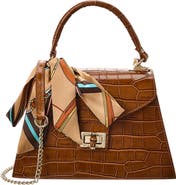 Persaman New York Marta Croc Embossed Satchel with Scarf