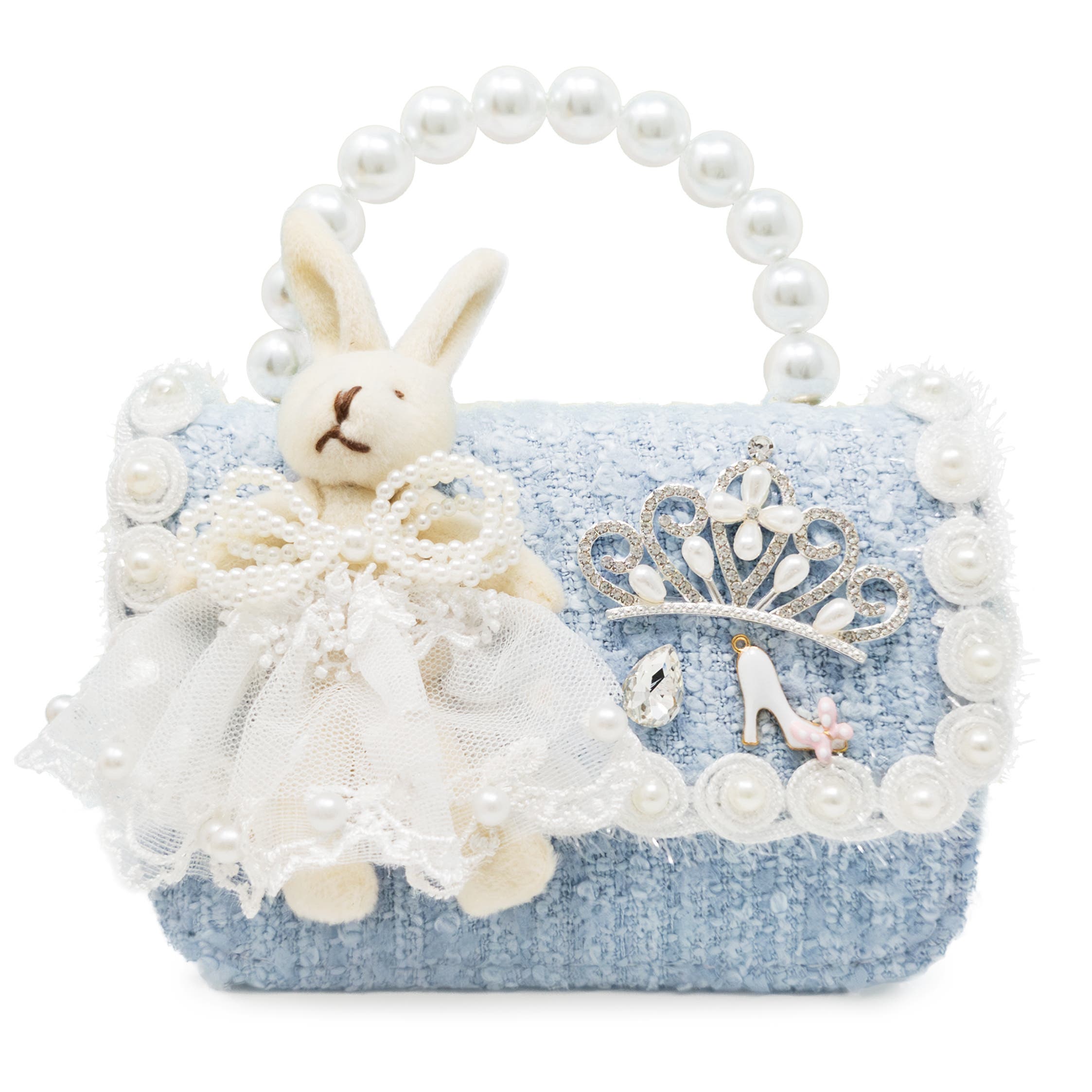 Puttisu Bunny Royale Pearl Tweed Handbag, Main, color, Powder Blue