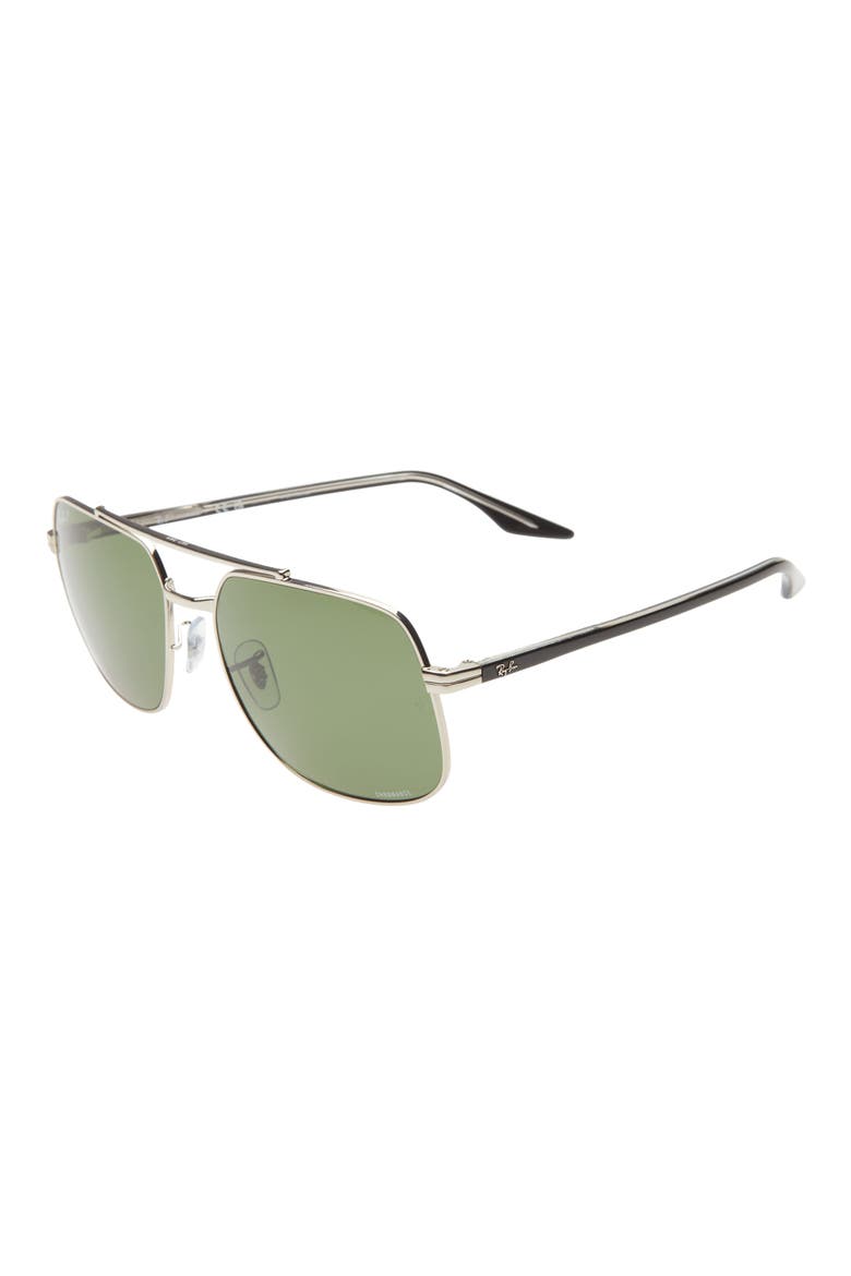 59mm Polarized Aviator Sunglasses, Alternate, color, SILVER