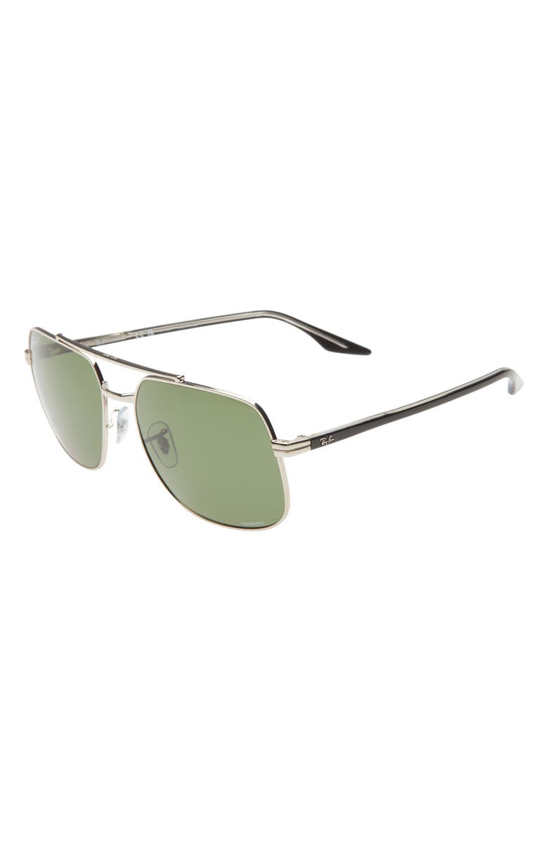 Ray-Ban 59mm Polarized Aviator Sunglasses, Alternate, color, Silver