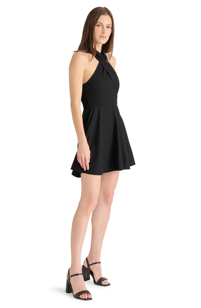 Steve Madden Kosta Crossover Linen Blend Minidress, Alternate, color, Black
