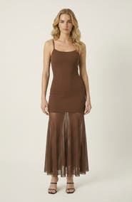 Modenaire Sheer Mesh Maxi Dress