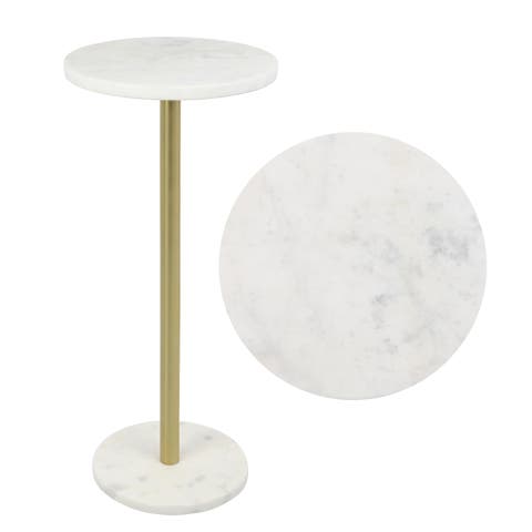 Cogsen Contemporary Natural Marble/Metal Pedestal Drink Table