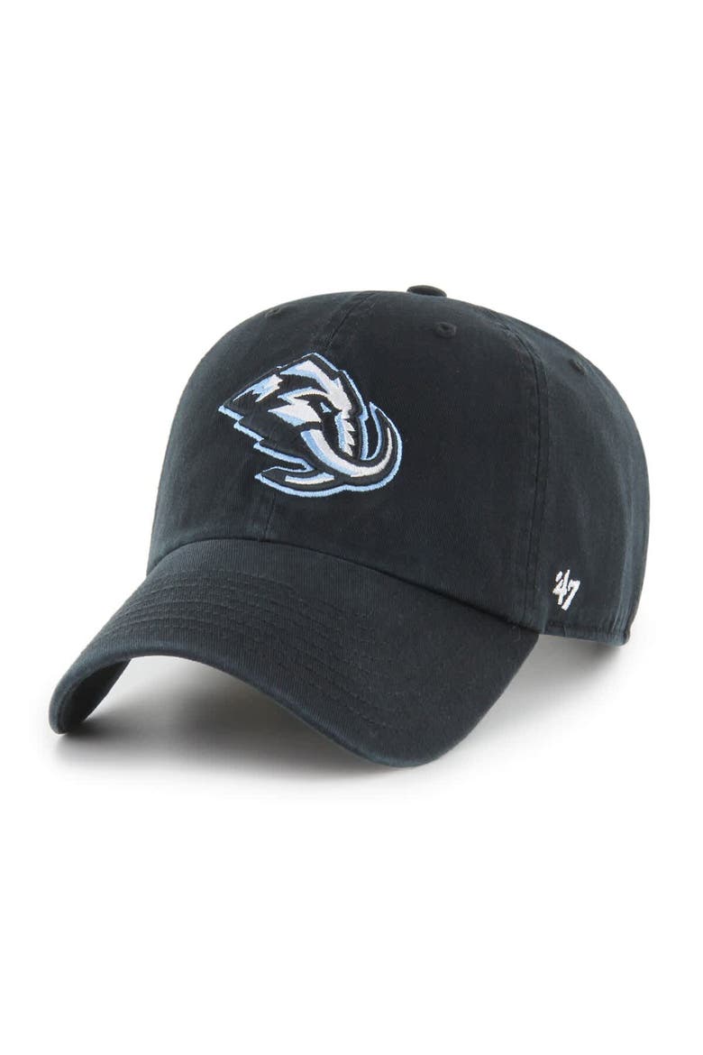 Men's '47 Black Utah Mammoth Logo Clean Up Adjustable Hat, Main, color, Black