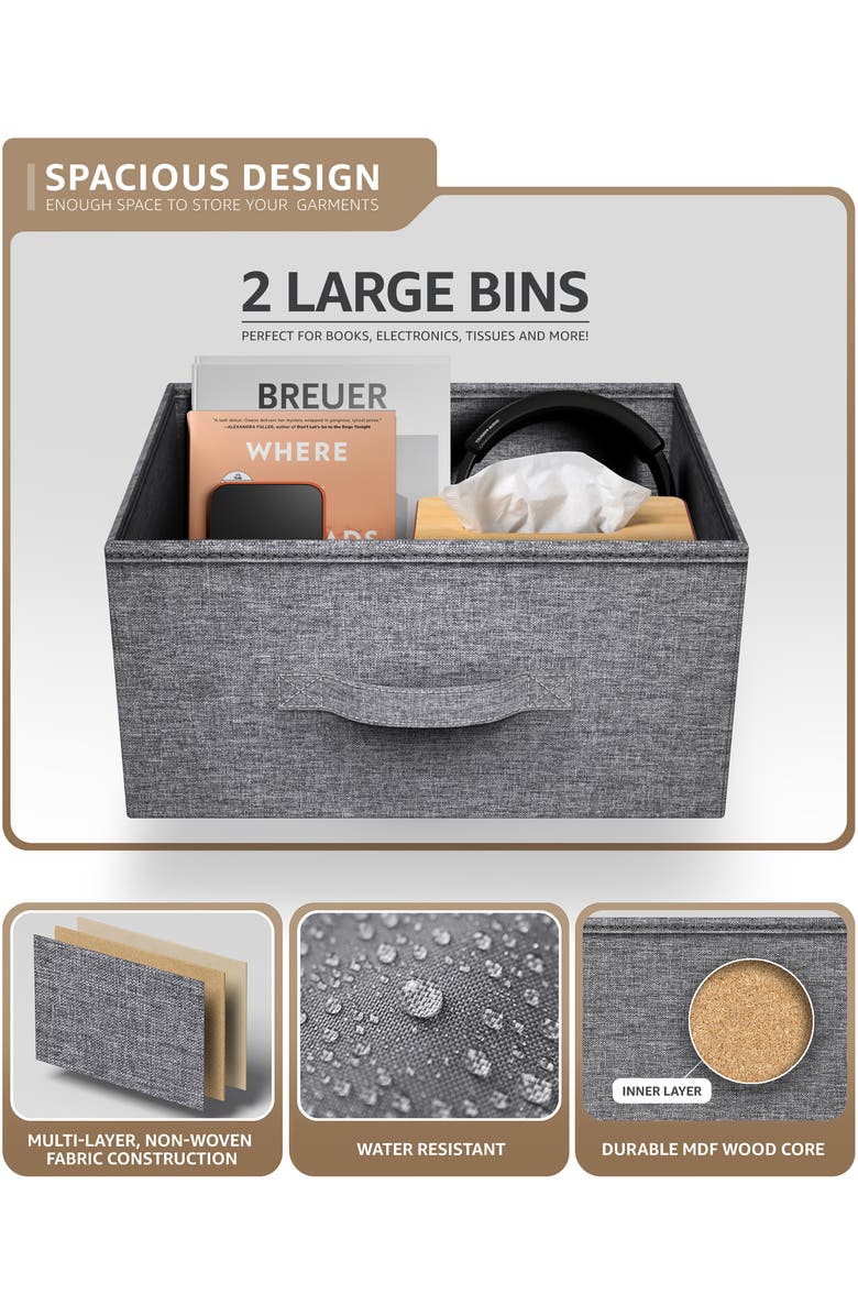 SORBUS White Frame Two-Drawer Nightstand Dresser, Alternate, color,