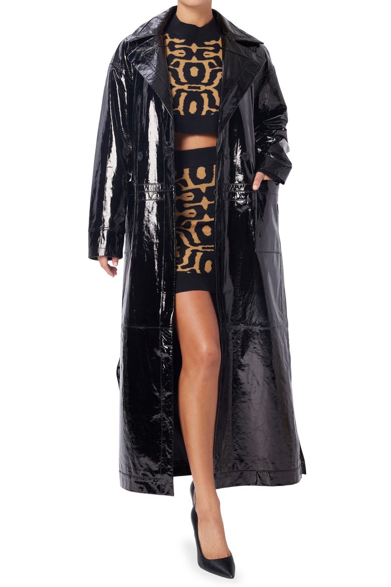 Double Breasted Maxi Coat, Main, color, BLACK
