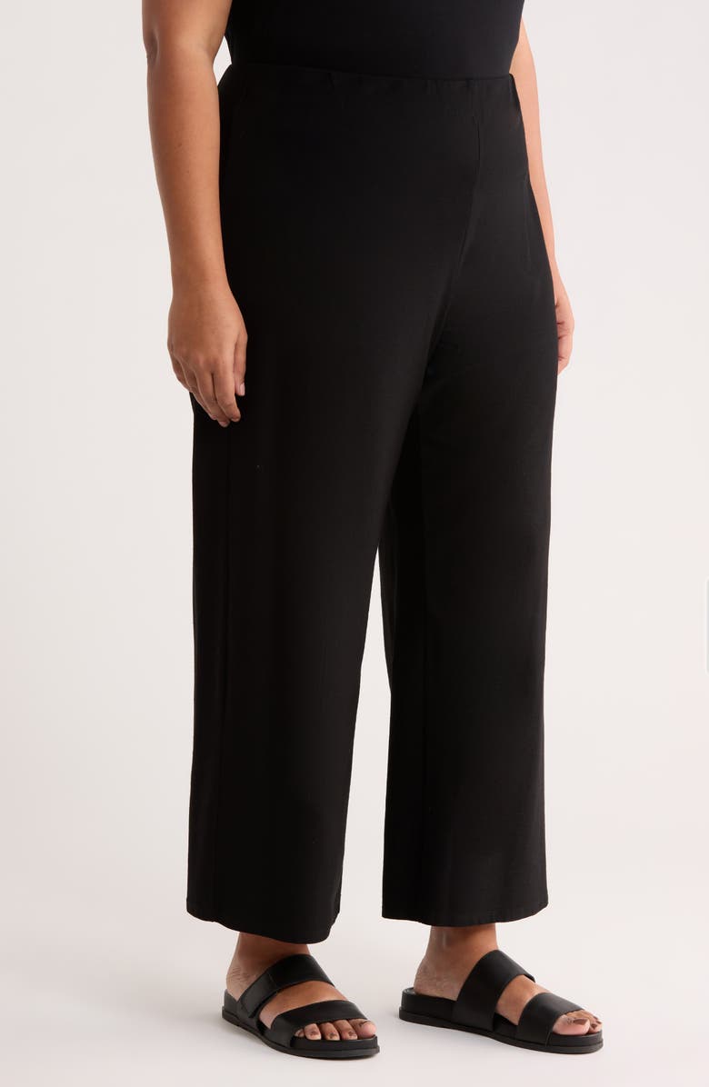 Eileen Fisher Ankle Wide Leg Pants, Alternate, color, Black