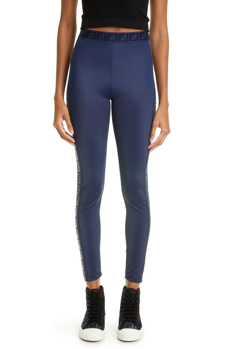 Fendi FF Logo Leggings, Main, color, 