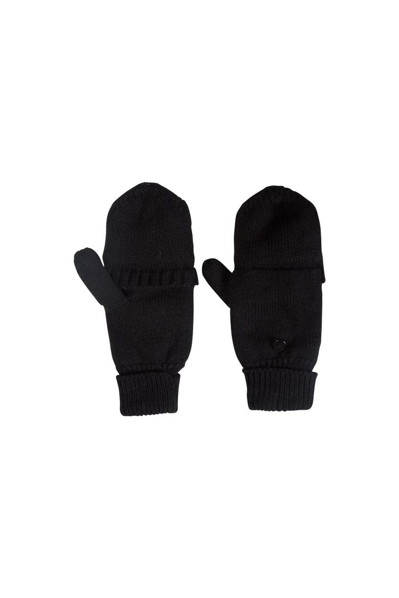 Fingerless Knitted Mittens, Alternate, color, Black