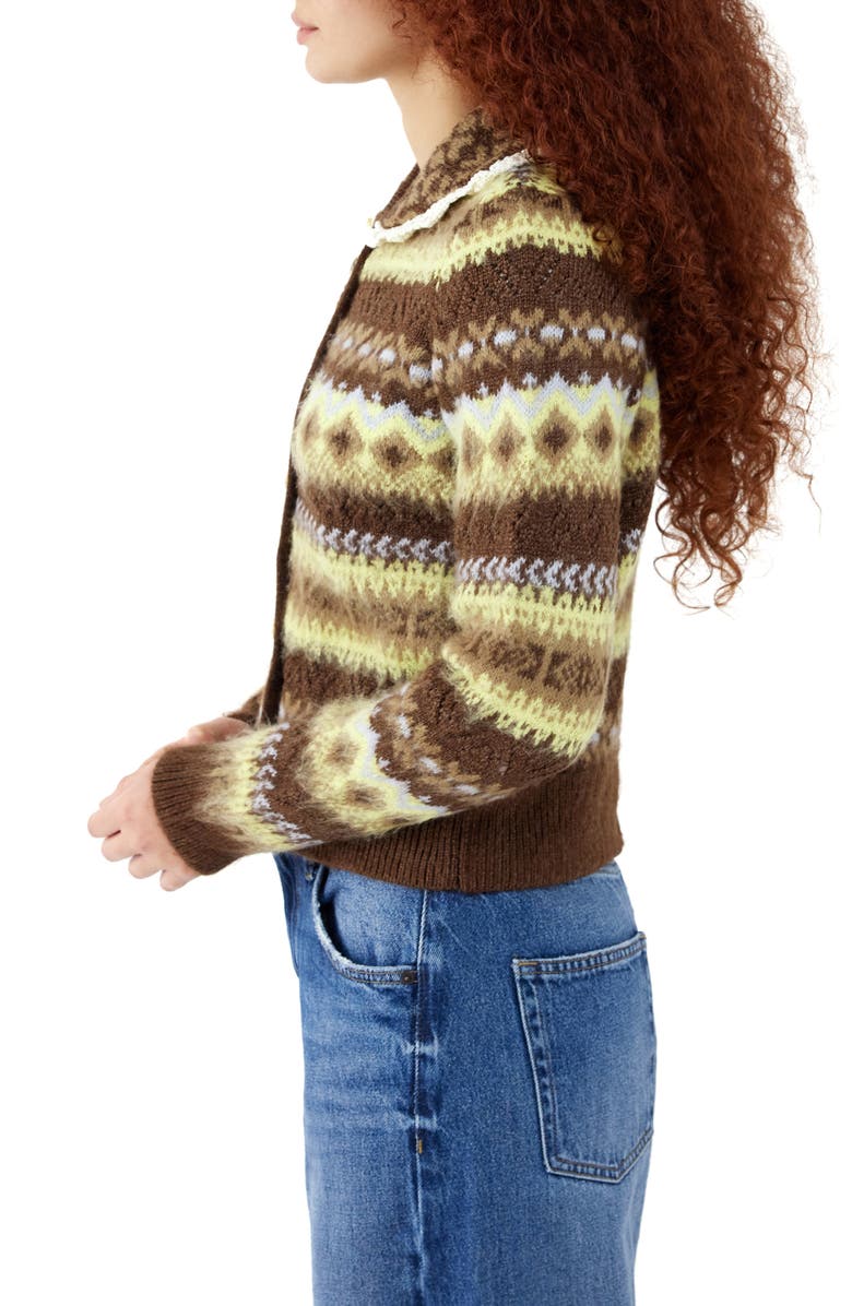 BDG Urban Outfitters Fair Isle Cardigan, Alternate, color, Chocolate