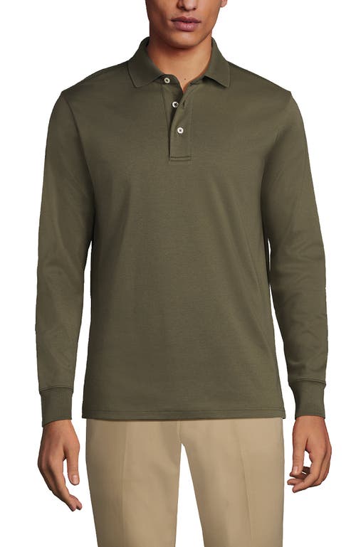 Lands' End Long Sleeve Cotton Supima Polo Shirt In Green