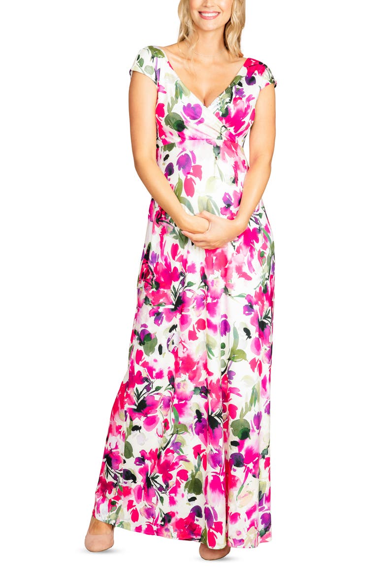 Alana Maternity Maxi Dress, Main, color, FUCHSIA FLORALS