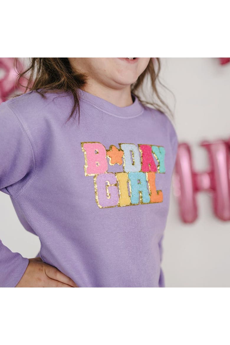 Birthday Girl Patch Sweatshirt, Alternate, color, Lavender