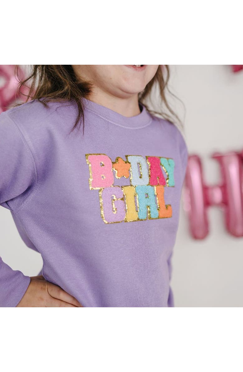 Sweet Wink Birthday Girl Patch Sweatshirt, Alternate, color, Lavender