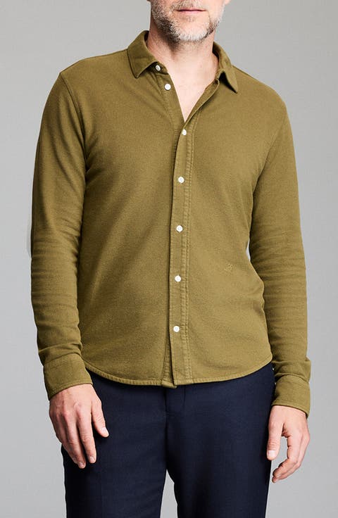 Yellowhammer Cotton & Linen Knit Button-Up Shirt