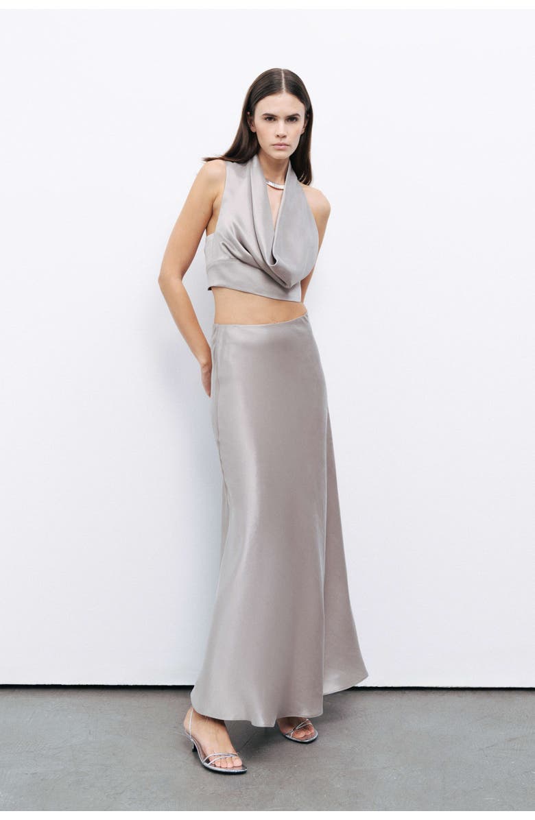 Nocturne Satin Look Midi Skirt, Alternate, color,