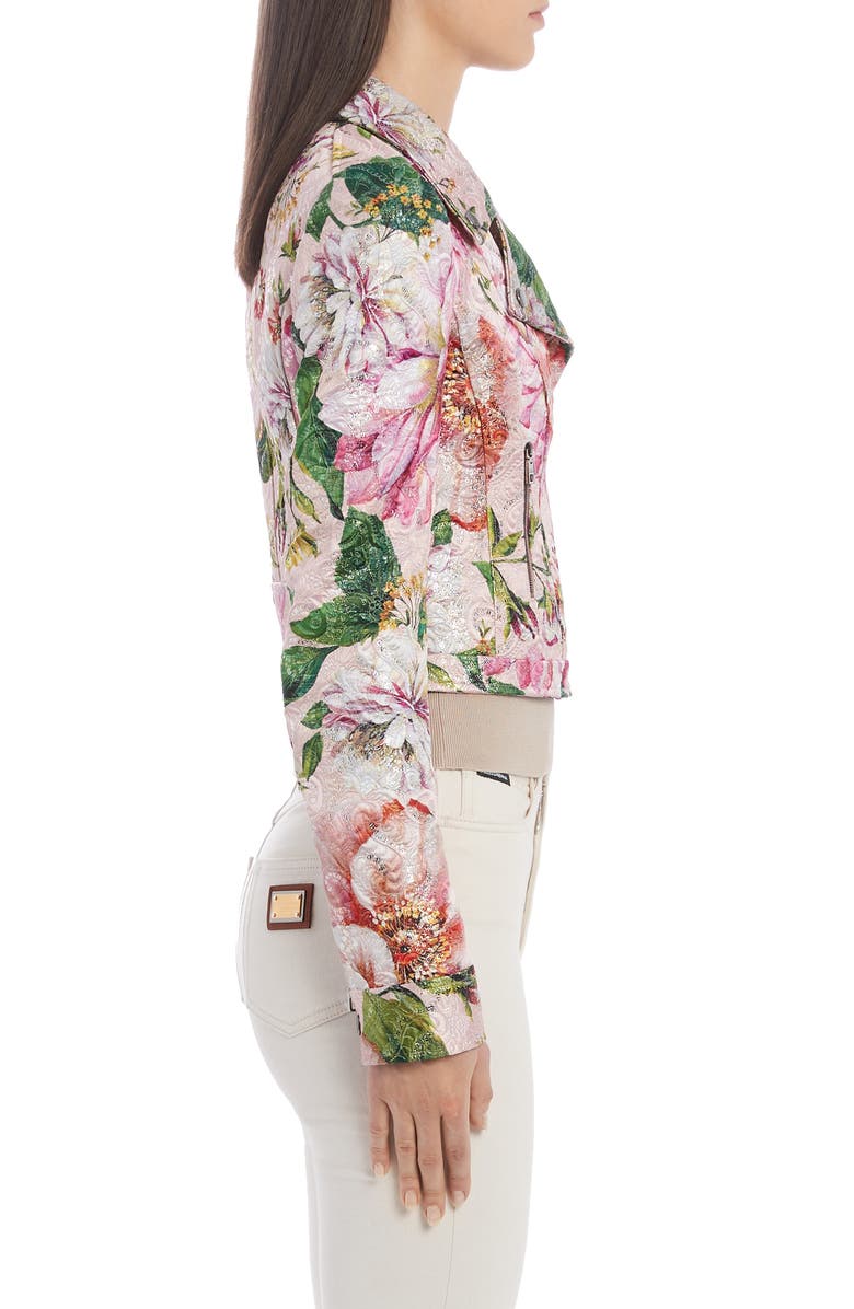 Dolce&Gabbana Floral Brocade Moto Jacket, Alternate, color,