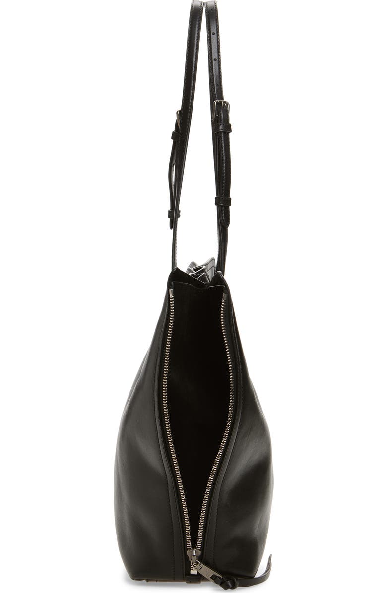 Dolce&Gabbana Atene Side Zip Leather Shopper, Alternate, color, 80999 Nero