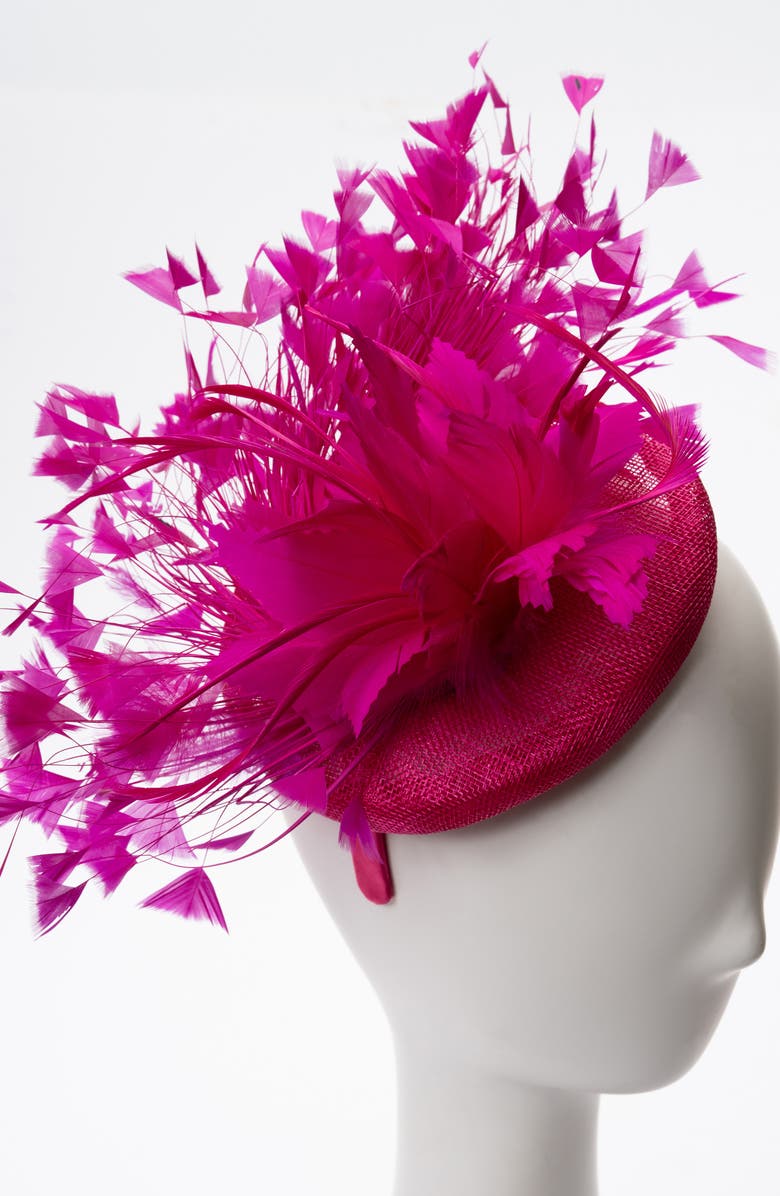Collection XIIX Large Feather Fascinator, Alternate, color, Fuchsia