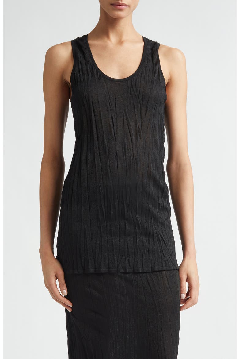 Crinkled Sweater Tank, Main, color, BLACK