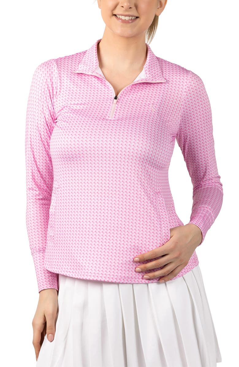 TailorByrd Tees Print Performance Quarter Zip Pullover, Main, color, Pink
