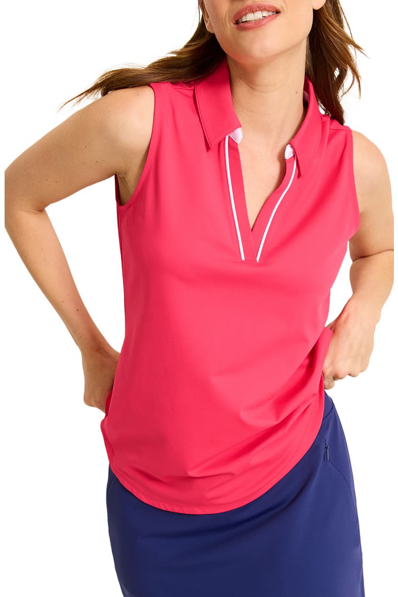 Aubrey Piped Sleeveless Performance Polo, Main, color, RASPBERRY HIBISCUS