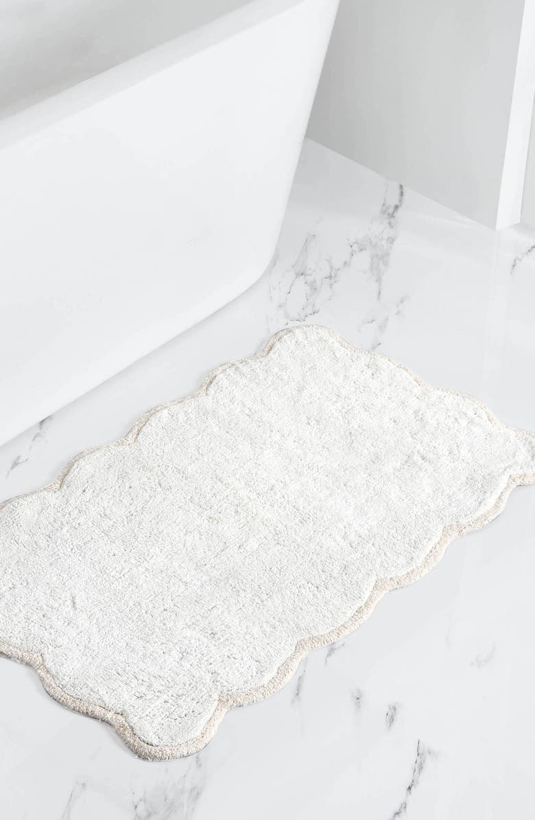VCNY HOME Scalloped Cotton Bath Rug, Alternate, color, White