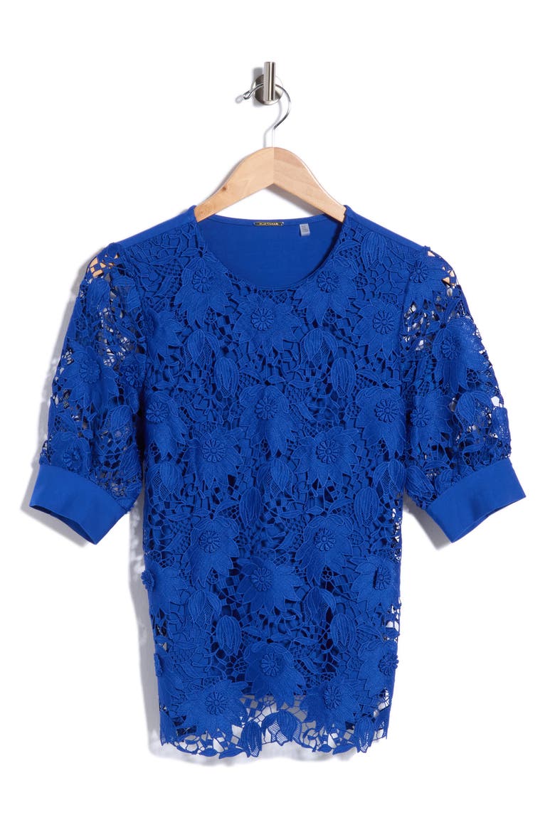 The Estella Lace Top, Alternate, color, INDIGO SKY
