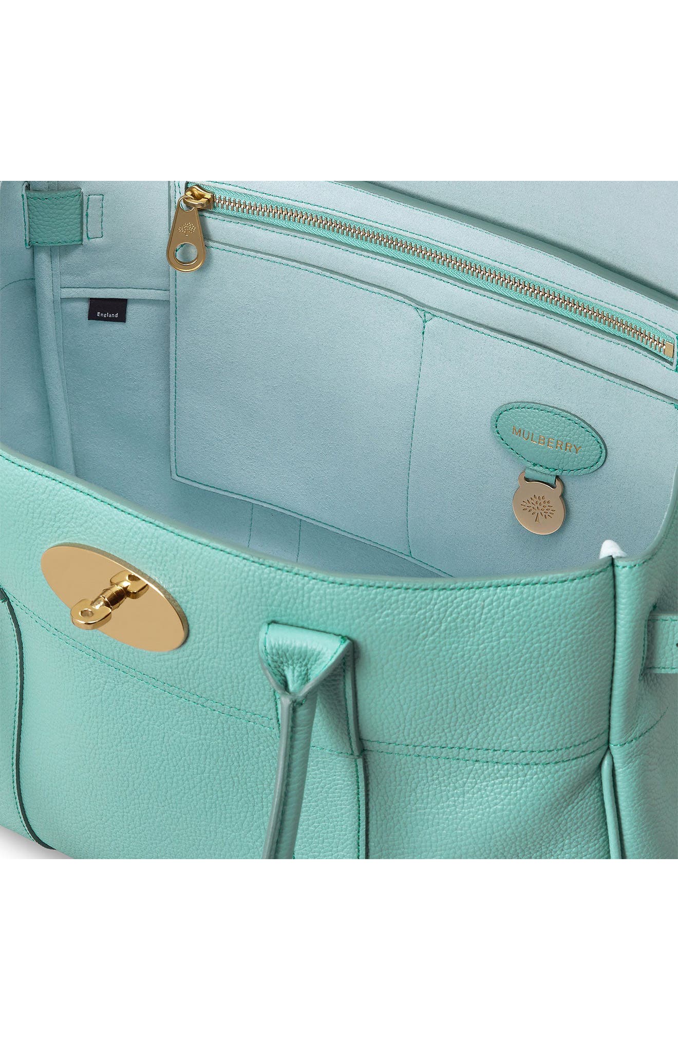 Bayswater Grained Leather Satchel, Alternate, color, MARINA BLUE