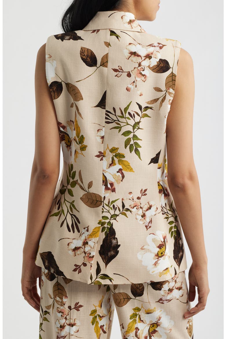 Foliage Print Vest, Alternate, color, SAND FLORAL