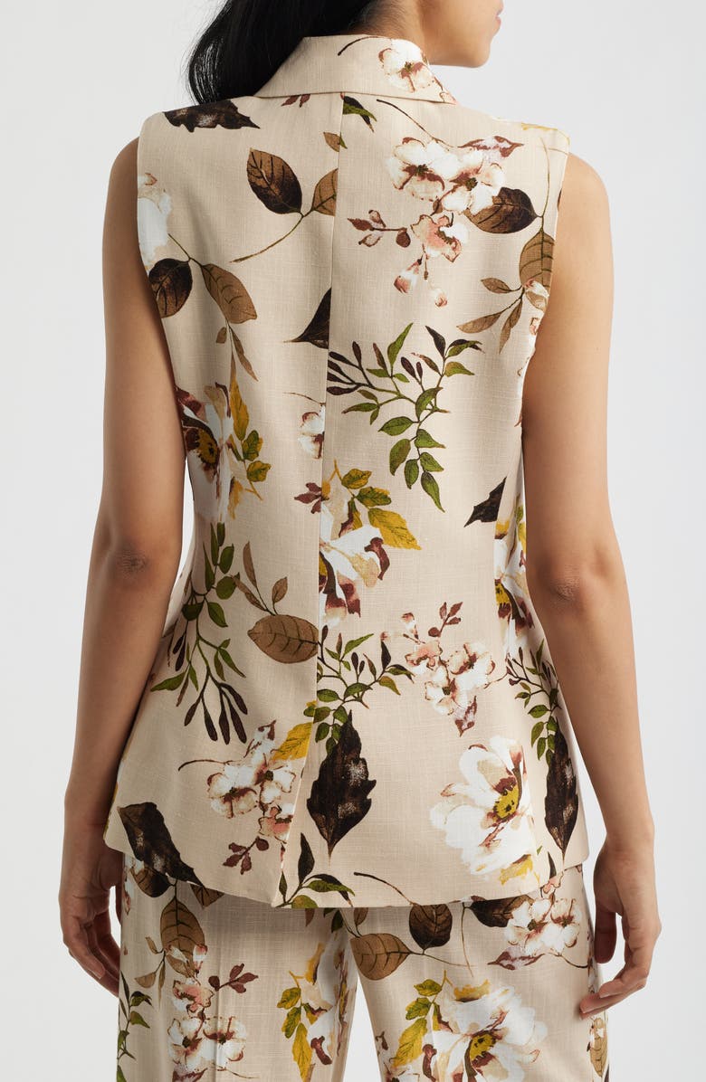 Tahari ASL Foliage Print Vest, Alternate, color, Sand Floral