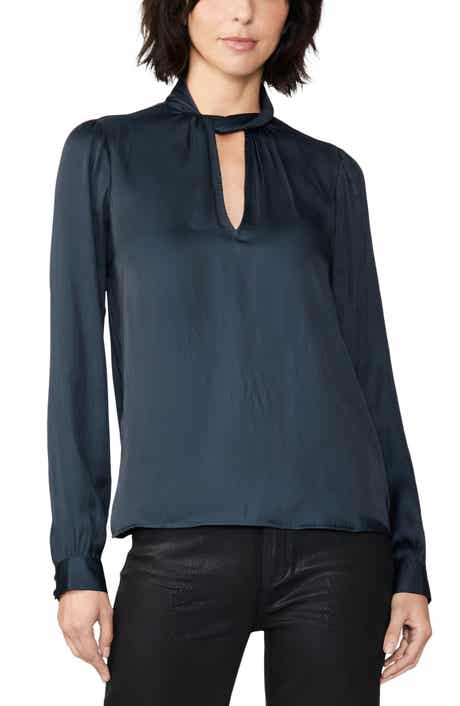 Ceres Twist Neck Cutout Satin Blouse