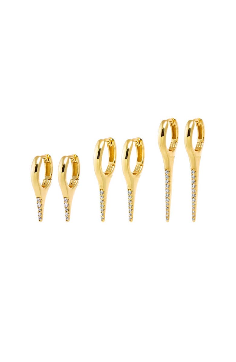 BY ADINA EDEN Pave Elongated Spike Huggie Earring Combo Set, Main, color, Gold