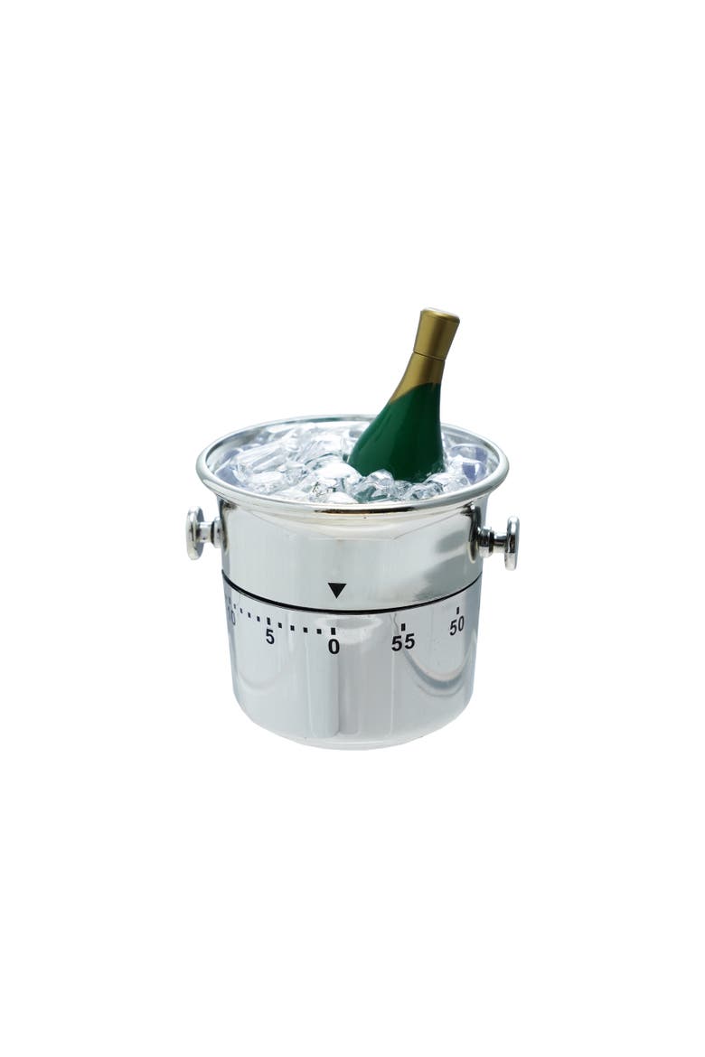 Plastic Champagne on Ice Shaped 1 Hour Twist Timer, Silver Color and Black, Main, color, Silver