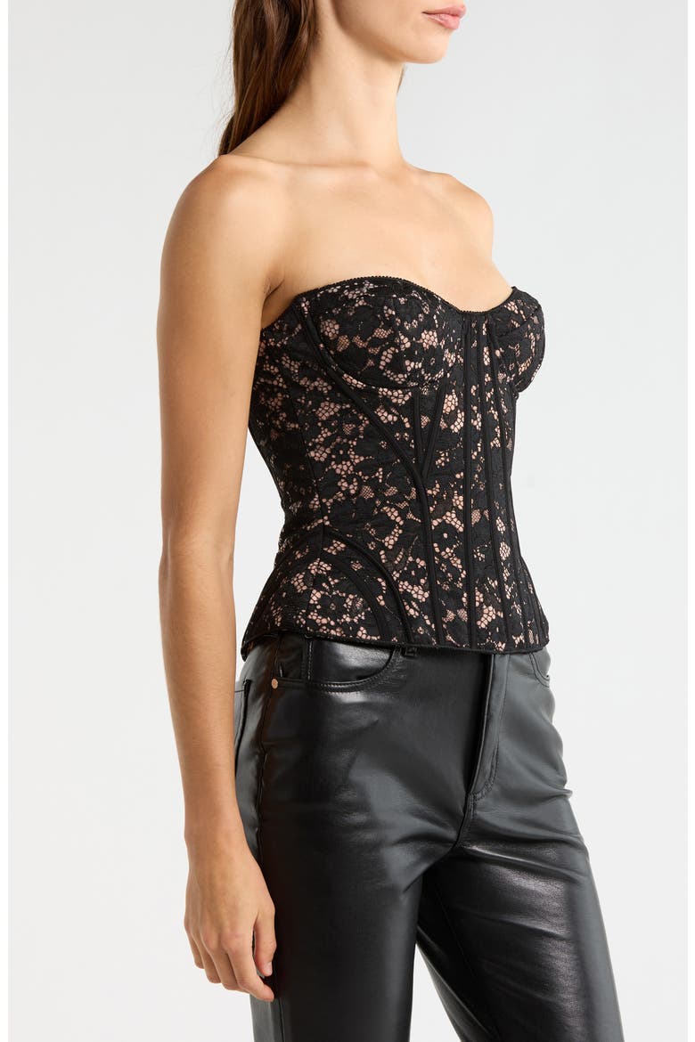 Solaine Lace Corset Top, Alternate, color, BLACK