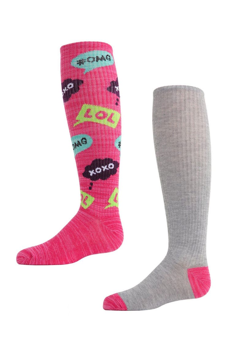 2 Pair Pack OMG LOL Knee High Socks, Main, color, Assorted