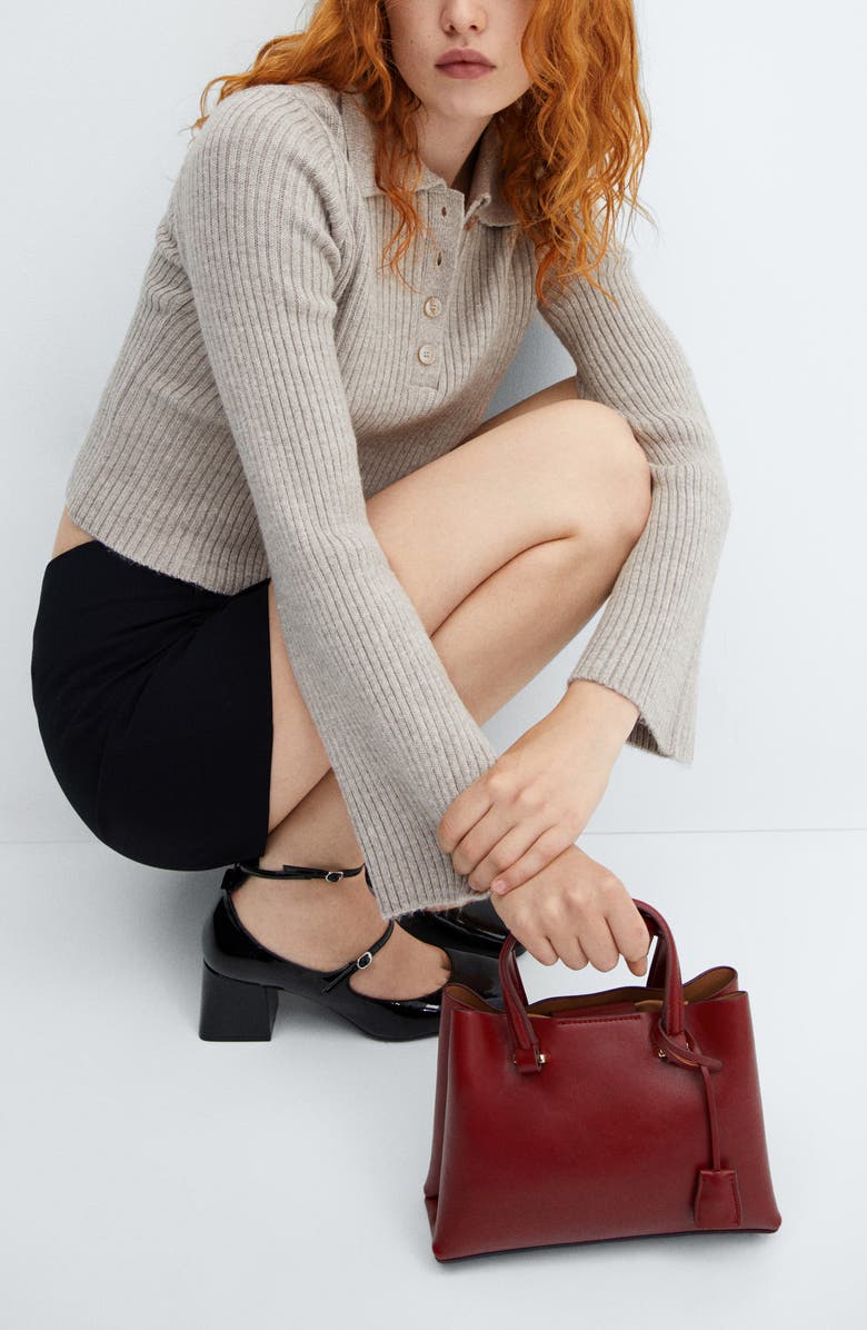 MANGO Double Compartment Faux Leather Convertible Crossbody Bag, Alternate, color,