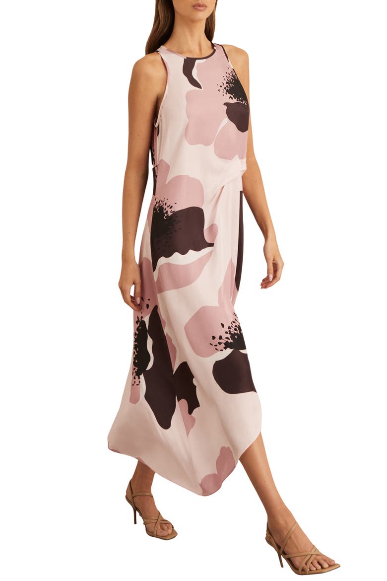 Michalie Floral Satin Dress, Alternate, color, PINK