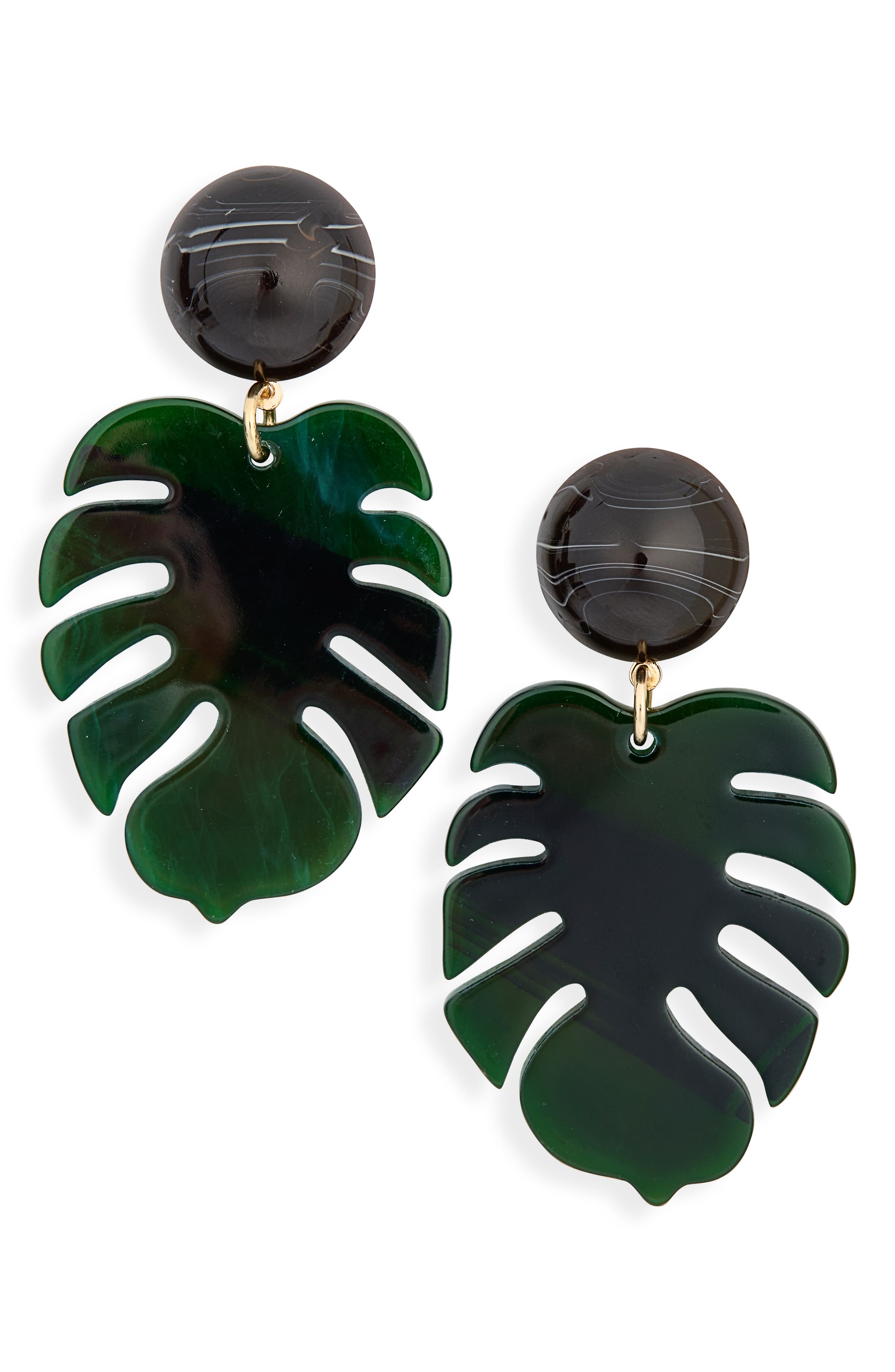Tasha Resin Leaf Drop Earrings In Brown-green