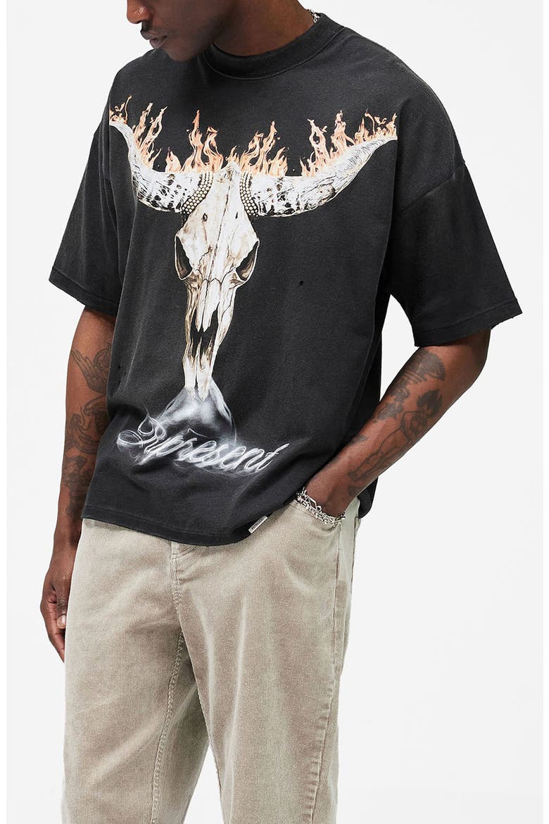 British Cowboys Cotton T-Shirt, Alternate, color, STAINED BLACK