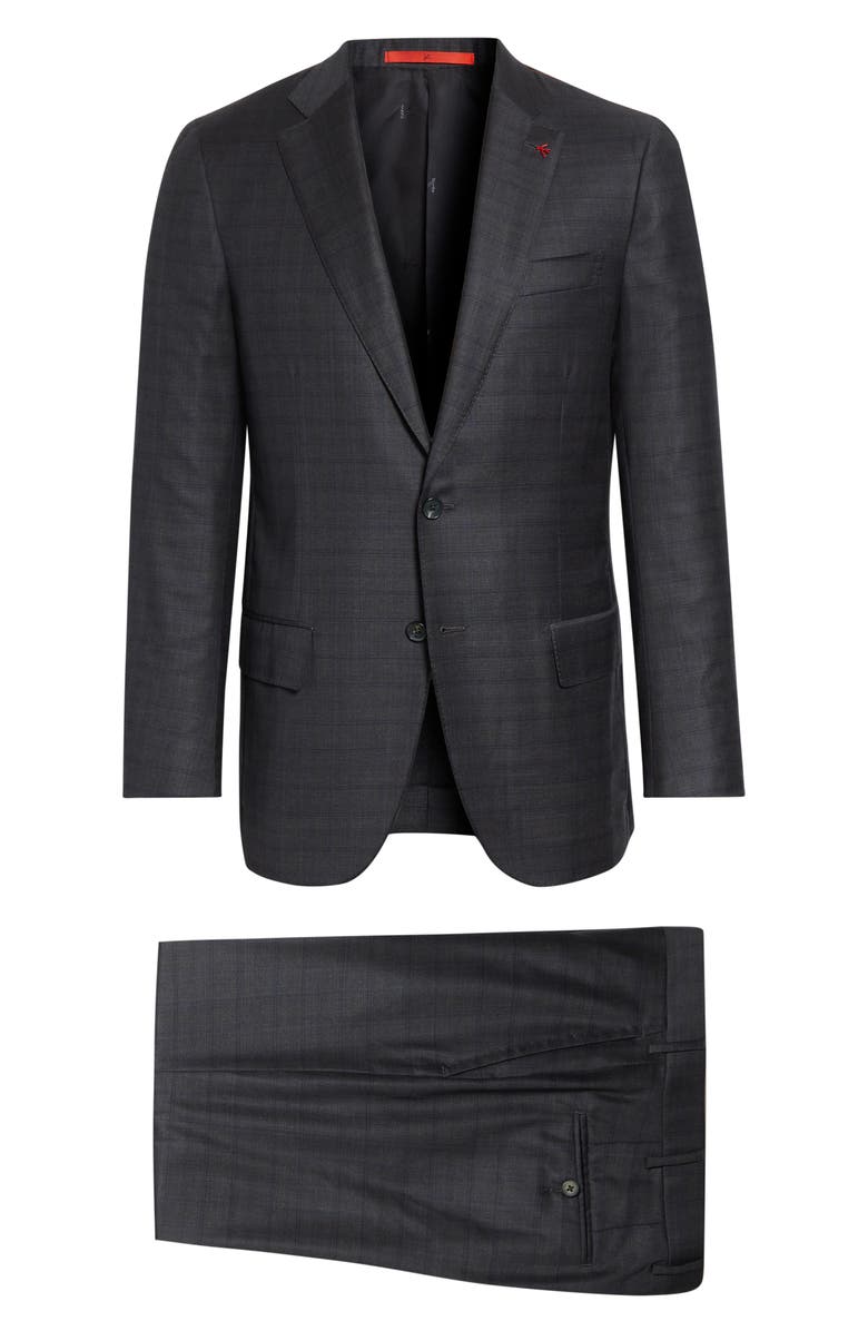 ISAIA Sanita Check Super 150s Merino Wool Suit, Alternate, color, Grey
