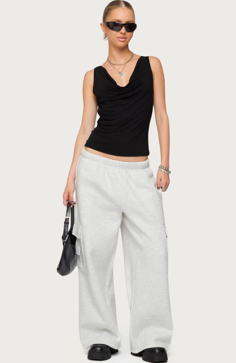 EDIKTED Wide Leg Cargo Sweatpants, Alternate, color, Light-Gray