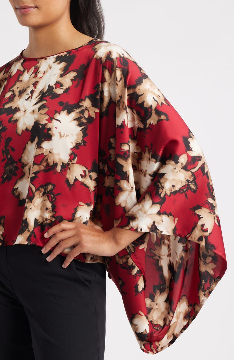 Anne Klein Floral Angel Sleeve Top, Alternate, color, 