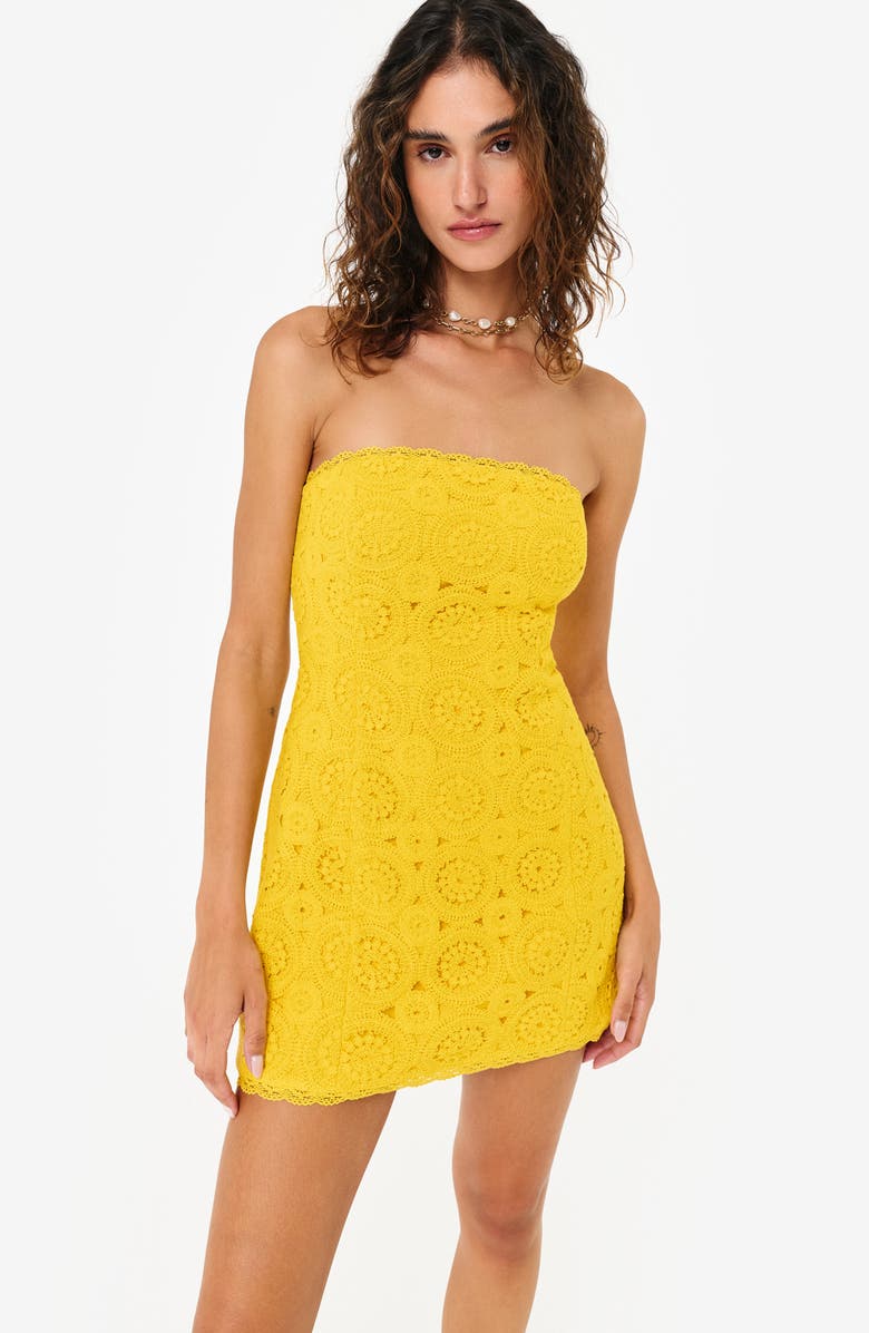 CAMI NYC Yareli Strapless Lace Trim Minidress, Alternate, color, 