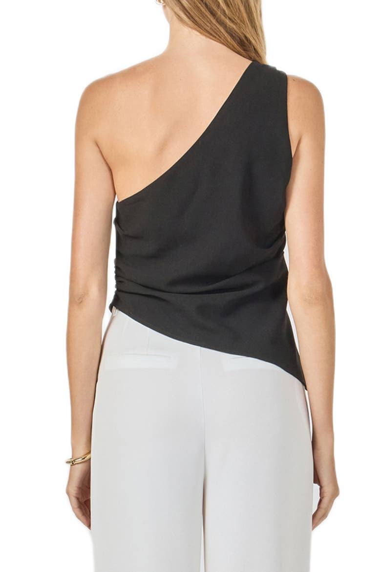 One Shoulder Ruched Asymmetric Hem Top, Alternate, color, BLACK