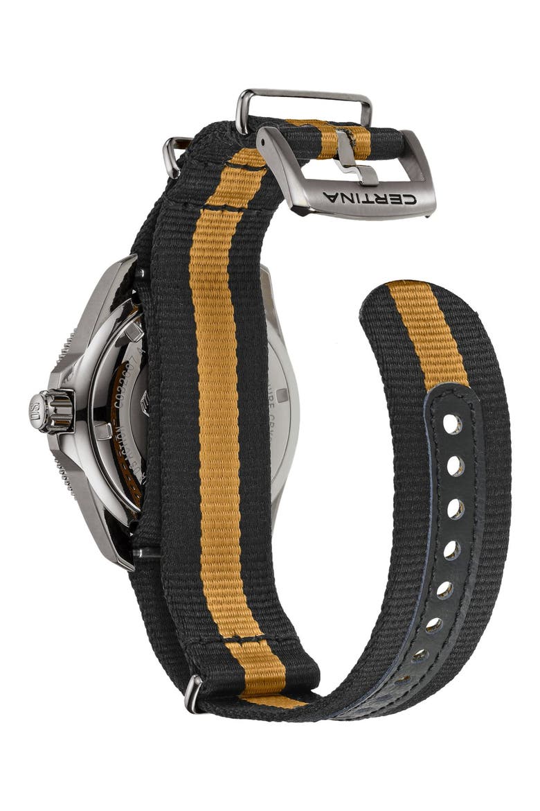 DS Action Diver Swiss Automatic Textile Strap Watch, 43mm, Alternate, color, TITANIUM