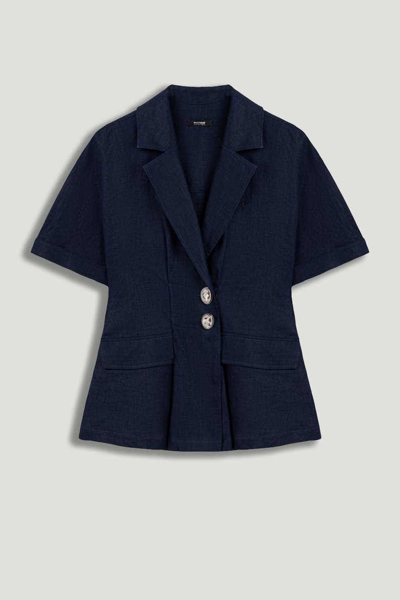 Short Sleeve Blazer Jacket, Alternate, color, Navy